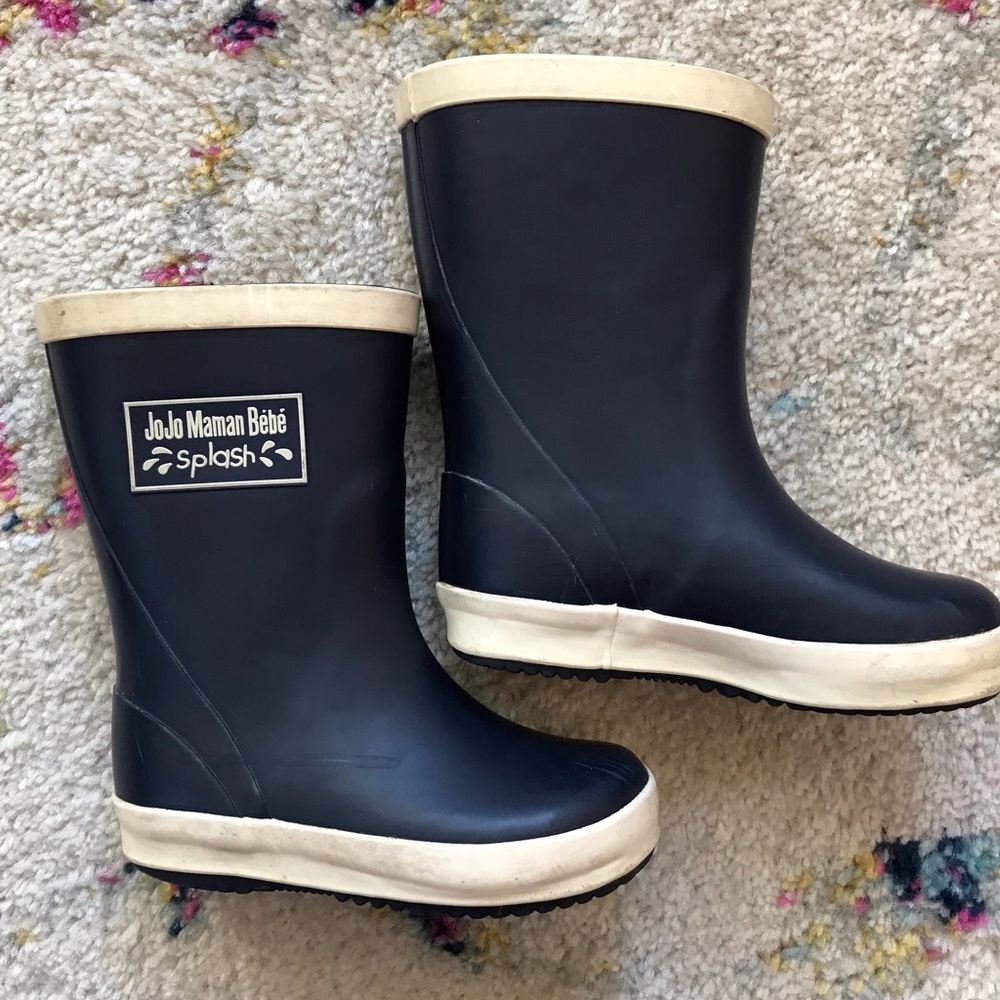 JoJo Maman Bebe navy rain boots size US 6